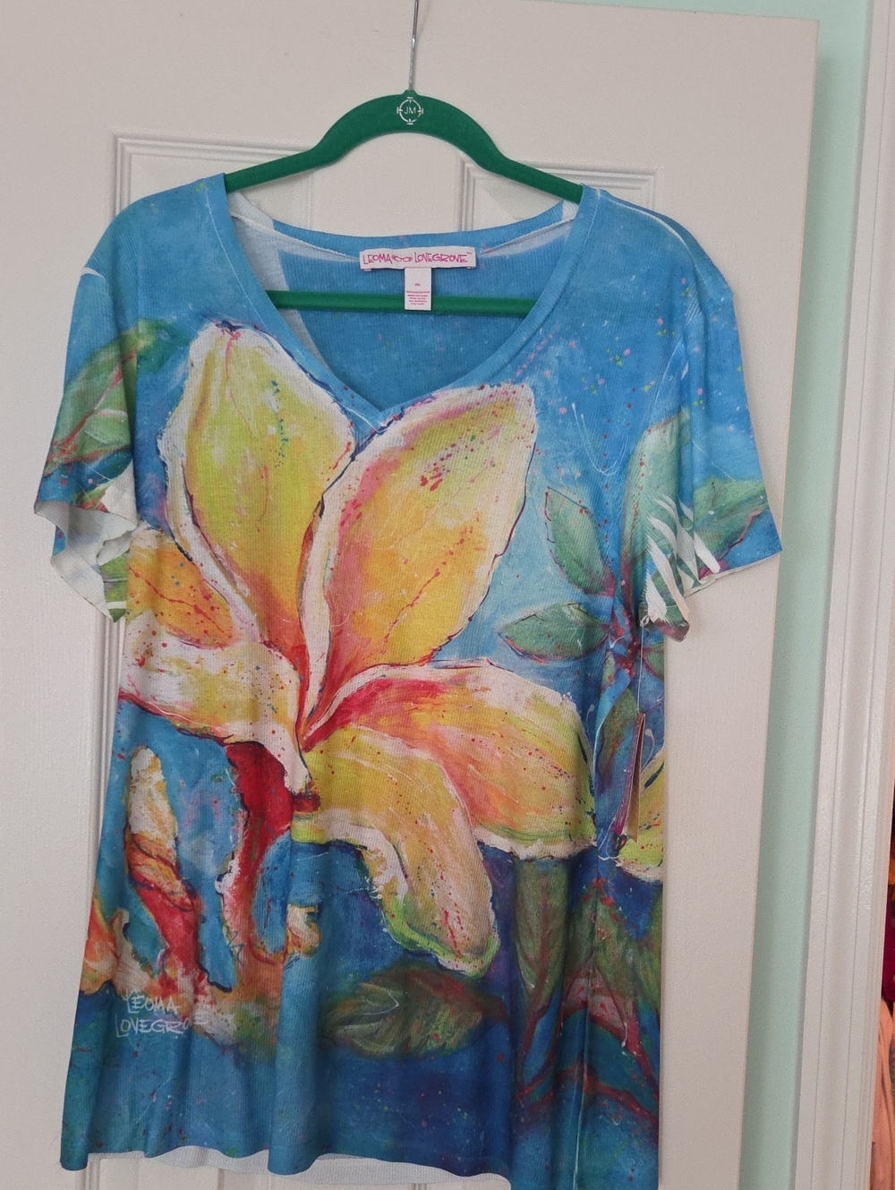 Lynna DeSere Bright Blue Floral V-Neck Tunic